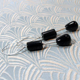 long drop black earrings uk
