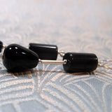 black onyx earrings long semi-precious design
