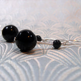 Long drop black earrings handmade uk