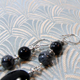long handmade black earrings