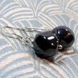 semi-precious earrings handmade hematite