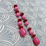 long statement earrings handmade from pink jade